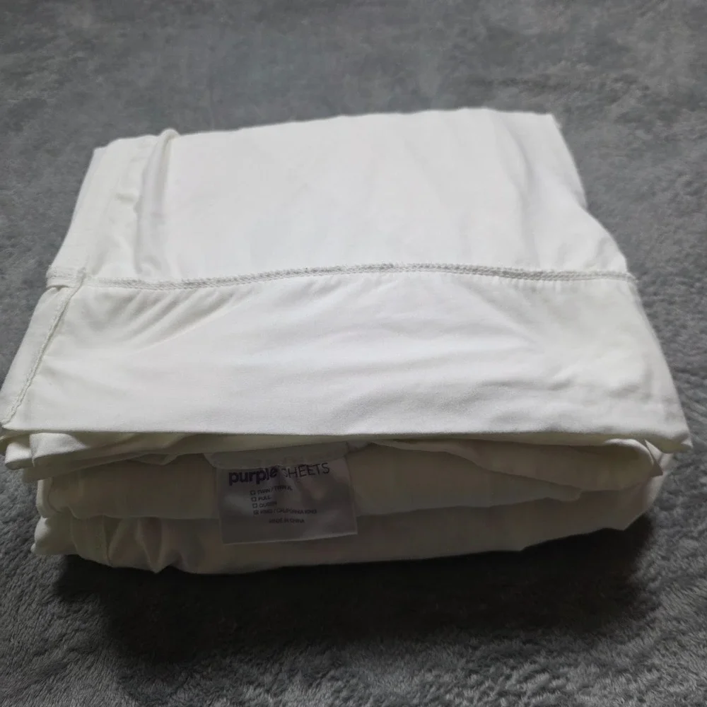 Purple Sheets King California King White Bamboo Blend Stretch Flat Sheet Only